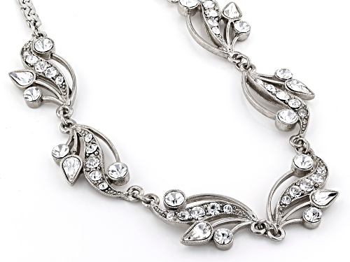 1928 Jewelry® Pear Shape White Crystal Silver-Tone Vine Teardrop Necklace - Size 16