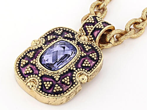 1928 Jewelry® Octagon Purple Crystal Gold Tone Necklace - Size 18