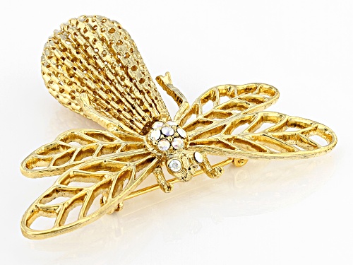 1928 Jewelry® Crystal Gold-Tone Aurora Borealis Bee Brooch