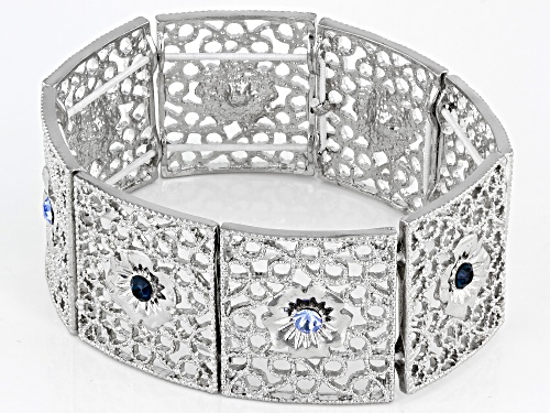 1928 Jewelry® Blue Crystal Silver-Tone Stretch Bracelet