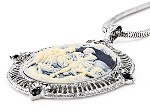 1928 Jewelry® Round Black & White Resin Silver-Tone Cameo Necklace - Size 28