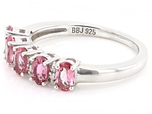 0.94ctw Pink Tourmaline And 0.04ctw Round White Diamond Accent Rhodium Over Sterling Silver Ring - Size 8