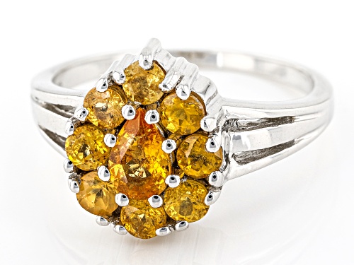 0.41ct Pear & 0.80ctw Round Spessartite Rhodium Over Sterling Silver Ring - Size 8