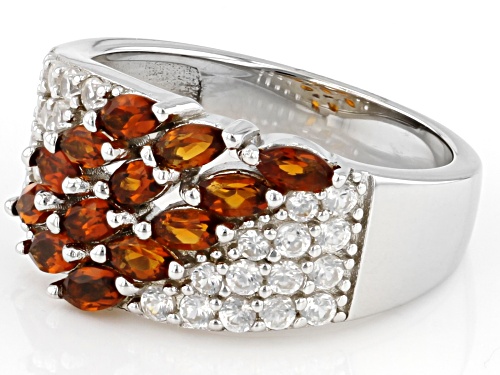 0.81ctw Madeira Citrine With 0.83ctw Round White Zircon Rhodium Over Sterling Silver Ring - Size 7