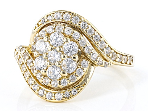 1.23ctw Round White Zircon 18K Yellow Gold Over Sterling Silver Ring - Size 8