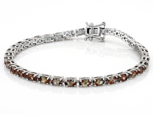 7.40ctw Oval Andalusite Rhodium Over Sterling Silver Tennis Bracelet - Size 8
