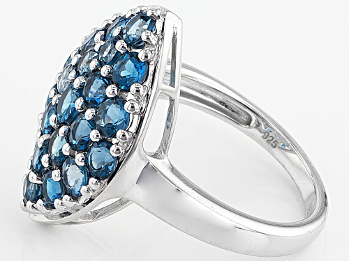 2.44ctw Round London Blue Topaz Sterling Silver Cluster Ring - Size 7