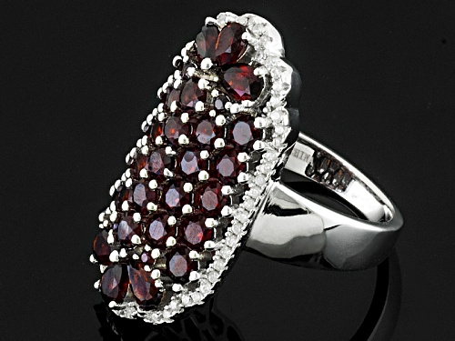 3.81ctw Round And Pear Shape Vermelho Garnet™ With .37ctw Round White Zircon Silver Ring - Size 6