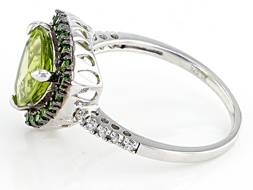 1.91ct Manchurian Peridot™, .23ctw Russian Chrome Diopside, And .07ctw White Zircon Silver Ring - Size 11