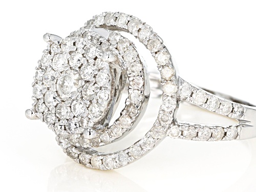 1.50ctw Round White Diamond 10k White Gold Ring - Size 4