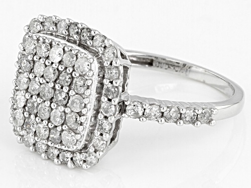 1.00ctw Round White Diamond 10k White Gold Cluster Ring - Size 5