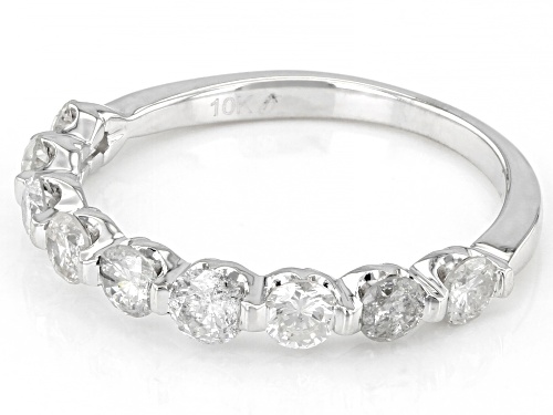 1.00ctw Round White Diamond 10k White Gold Band Ring - Size 9
