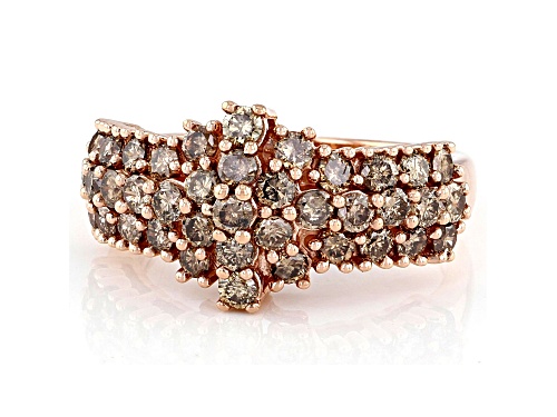 1.70ctw Round Champagne Diamond 10k Rose Gold Cluster Band Ring - Size 8