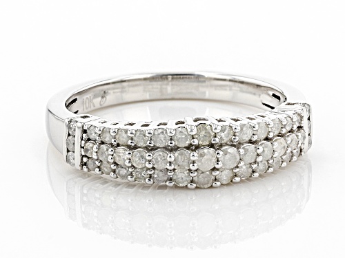 0.50ctw Round White Diamond 10k White Gold Multi-Row Band Ring - Size 6