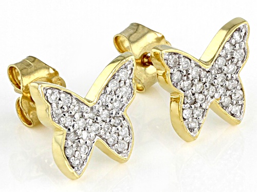 0.20ctw Round White Diamond 10k Yellow Gold Butterfly Earrings