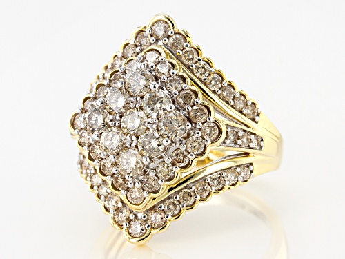 2.00ctw Round White Diamond 10k Yellow Gold Cluster Ring - Size 7