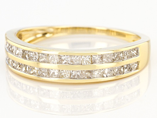 0.75ctw Princess Cut White Diamond 10K Yellow Gold Band Ring - Size 7