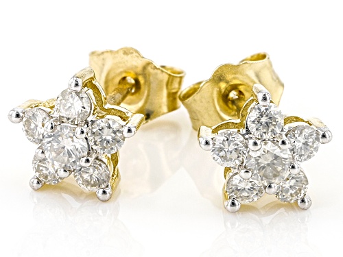0.50ctw Round White Diamond 10k Yellow Gold Cluster Earrings