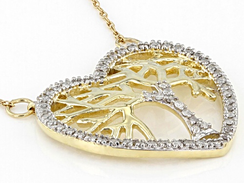 0.25ctw Round White Diamond 10k Yellow Gold Heart And Tree Necklace - Size 18