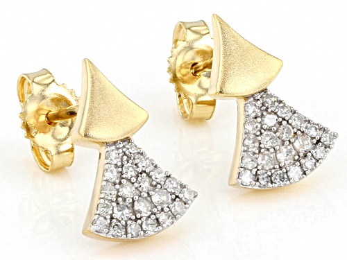 0.20ctw Round White Diamond Matte And Polished 10k Yellow Gold Stud Earrings