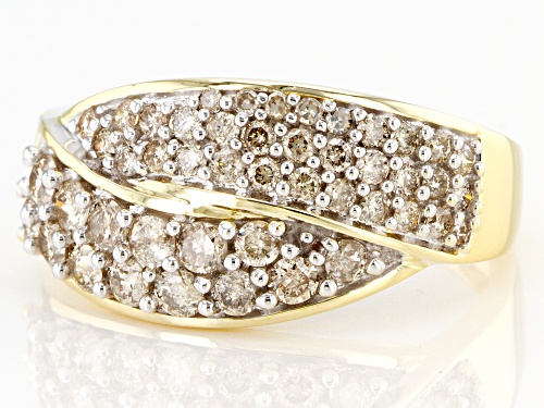 1.00ctw Round Candlelight Diamonds™ 10k Yellow Gold Crossover Band Ring - Size 5