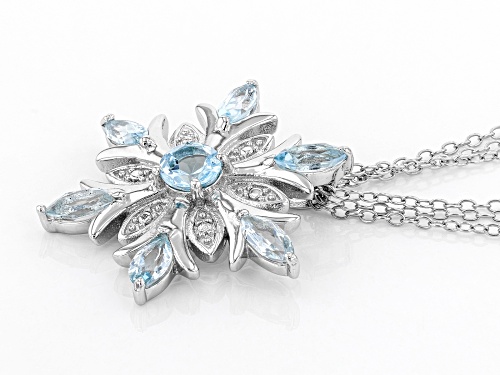 2.52ctw marquise and round Glacier Topaz™ rhodium over sterling silver snowflake pendant w/chain