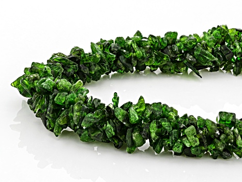 Free-Form Russian Chrome Diopside Sterling Silver Twisted Multi-Row Chip Necklace - Size 20