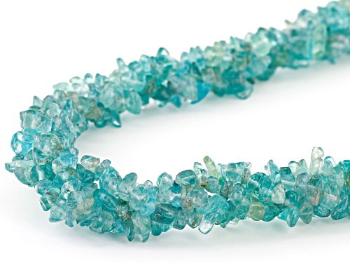 Free-Form Blue/Green Apatite Chip, Sterling Silver 4-Strand Torsade Necklace - Size 20