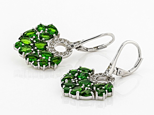 4.62ctw Mixed Shape Chrome Diopside & .46ctw Topaz Rhodium Over Silver Chandelier Earrings