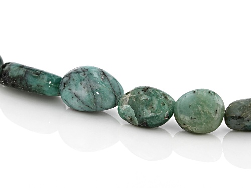 Free-form Emerald Rhodium Over Sterling Silver Bracelet - Size 8