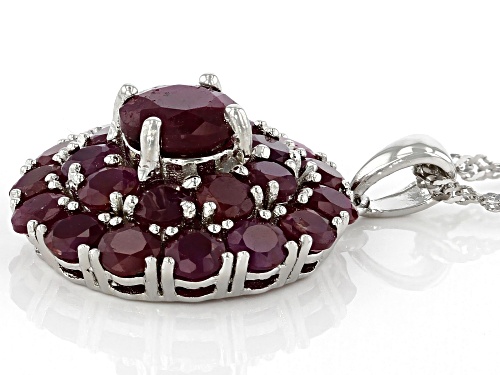 6.75ctw Round Indian Ruby Rhodium Over Sterling Silver Medallion Pendant With Chain