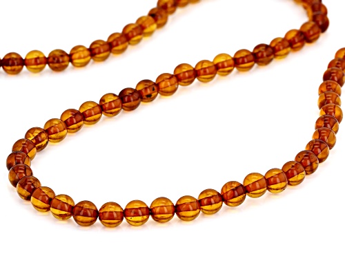 5MM ROUND AMBER RHODIUM OVER STERLING SILVER NECKLACE - Size 20
