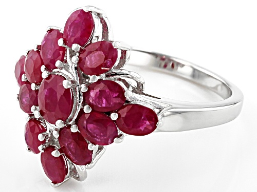 2.82CTW OVAL BURMESE RUBY RHODIUM OVER STERLING SILVER RING - Size 9