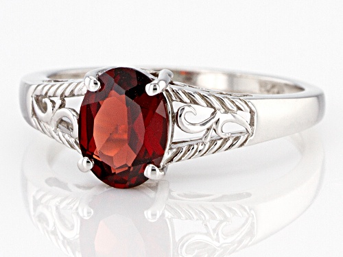 1.22CT oval Vermelho Garnet™ rhodium over sterling silver solitaire ring - Size 9