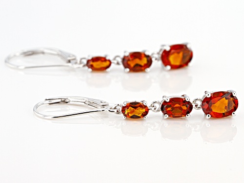 2.35CTW OVAL MADEIRA CITRINE RHODIUM OVER STERLING SILVER DANGLE EARRINGS