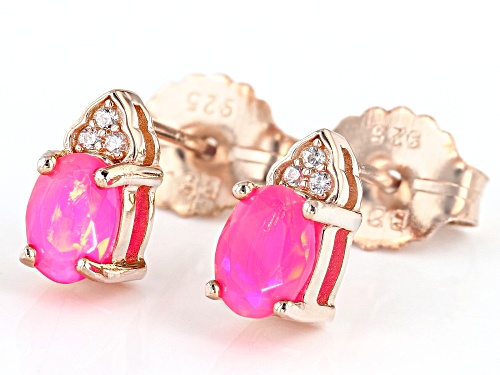 0.49ctw Pink Ethiopian Opal With 0.04ctw White Zircon 18k Rose Gold Over Sterling Silver Earrings