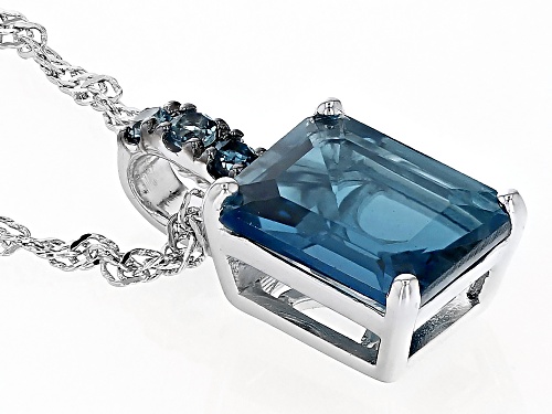 3.53ctw London Blue Topaz Black Rhodium Over Silver Pendant With Chain
