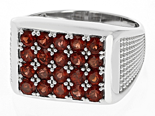 2.70ctw Round Vermelho Garnet™Rhodium Over Sterling Silver Men's Ring - Size 9
