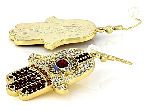Off Park ® Collection Multi color Crystal Gold Tone Hamsa Dangle Earrings