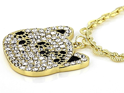 Off Park ® Collection, Gold Tone White Crystal Cat Charm Bracelet