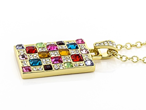 Off Park ® Collection, Gold Tone Multi Color Crystal Pendant with 18