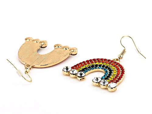 Off Park ® Collection, Gold Tone Multi Color Crystal Rainbow Dangle Earrings