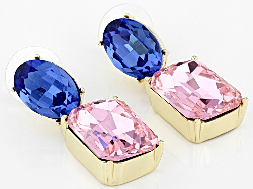 Off Park ® Collection, Light Pink and Blue Crystal Gold Tone Dangle Earrings