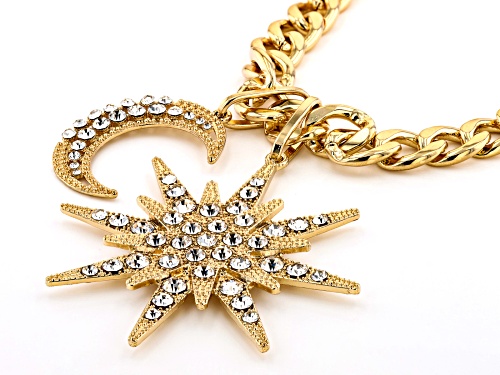 Off Park ® Collection, White Crystal Gold Tone Celestial Necklace with Star and Moon Charms