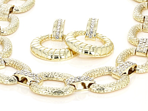 Off Park ® Collection, Crystal Gold Tone Textured Earring and Necklace Set