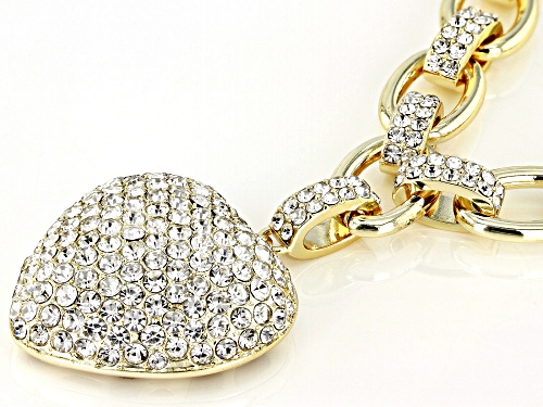 Off Park ® Collection, White Crystal Gold Tone Heart Shape Necklace