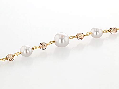 Off Park ® Collection, White Pearl Simulant and Champagne Crystal Gold Tone Bracelet