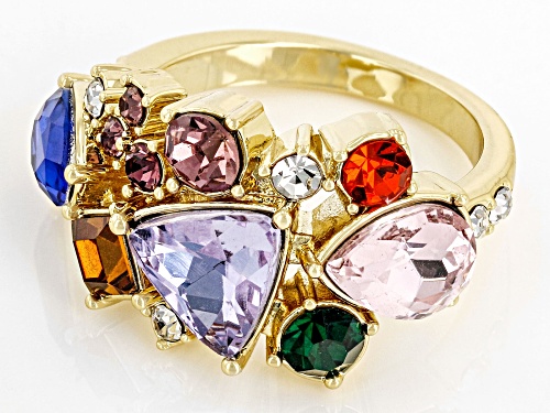 Off Park ® Collection, Multi-Color Crystal Gold Tone Cluster Ring - Size 6