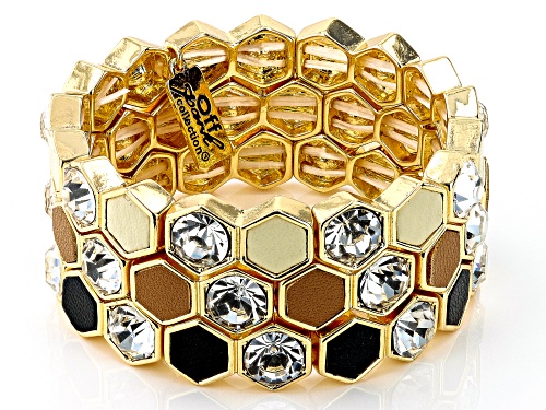 Off Park® Collection, Crystal Gold Tone Set of 3 Stretch Bracelets