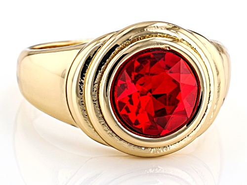 Off Park® Collection, Red Crystal Gold Tone Solitaire Ring - Size 7